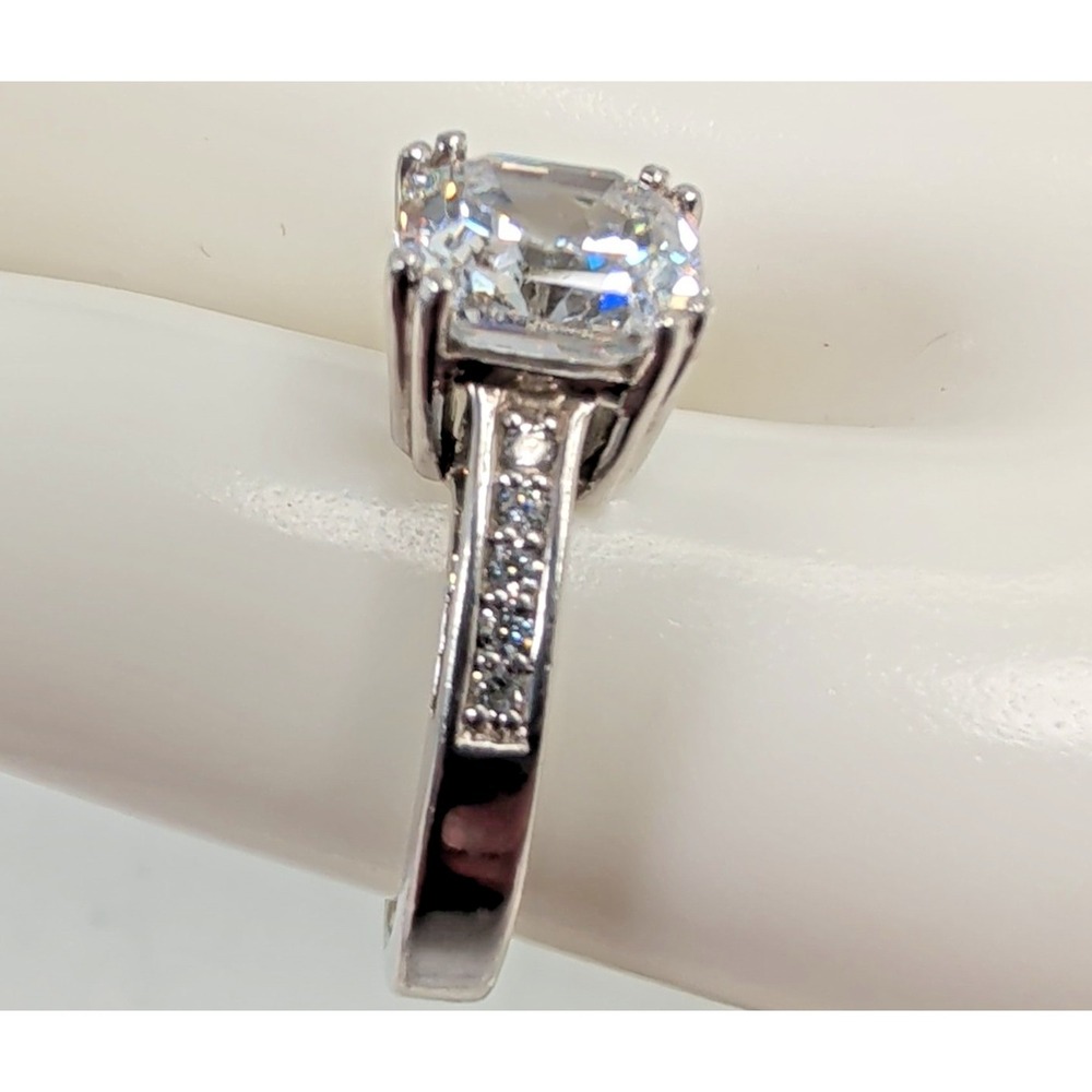 925 Sterling Silver Radiant Cut CZ Engagement Fashion Ring Size 10.25 6.2g - Picture 7 of 12
